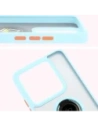 Etui s úchopem na prst Bizon Case Hybrid Ring pro Xiaomi 14T kouřové s jasně modrým rámečkem