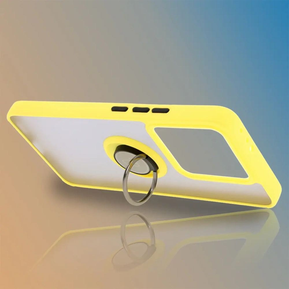 Wholesale Bizon Case Hybrid Ring Xiaomi 14T smoky with a yellow frame - BIZ6931 - {ean13} - Hurt