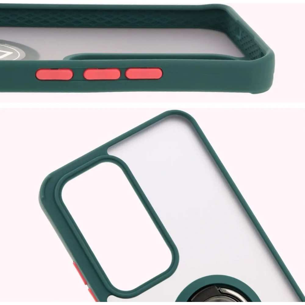 Hurtownia GSM - Bizon Case Hybrid Ring Oppo Reno 12 fumuriu cu un cadru verde închis - BIZ6935 - {ean13} - Hurt