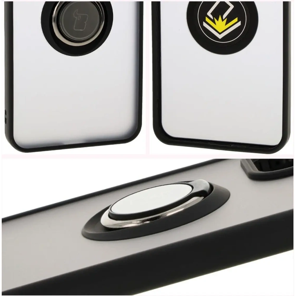 Hurtownia GSM - Bizon Case Hybrid Gyűrű Oppo Reno 12 füstös fekete kerettel - BIZ6936 - {ean13} - Hurt