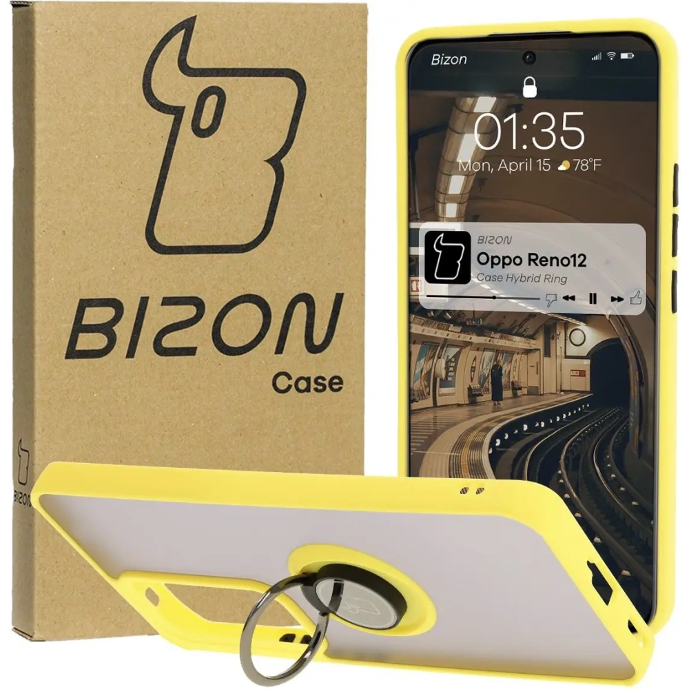 Hurtownia GSM - Bizon Case Hybrid Gyűrű Oppo Reno 12 füstös sárga kerettel - BIZ6940 - {ean13} - Hurt