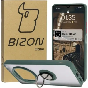 Wholesale Bizon Case Hybrid Ring Xiaomi Redmi 14C 4G / POCO C75 smoky with a dark green frame - BIZ6941 - {ean13} - Hurt