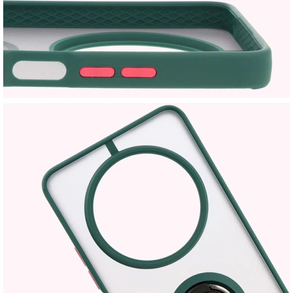 Hurtownia GSM - Bizon Case Hybrid Ring Xiaomi Redmi 14C 4G / POCO C75 rauchig mit einem dunkelgrünen Rahmen - BIZ6941 - {ean13} - Hurt