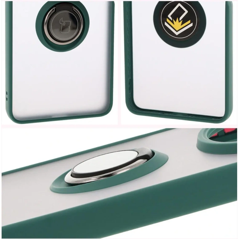 Hurtownia GSM - Bizon Case Hybrid Ring Xiaomi Redmi 14C 4G / POCO C75 rauchig mit einem dunkelgrünen Rahmen - BIZ6941 - {ean13} - Hurt