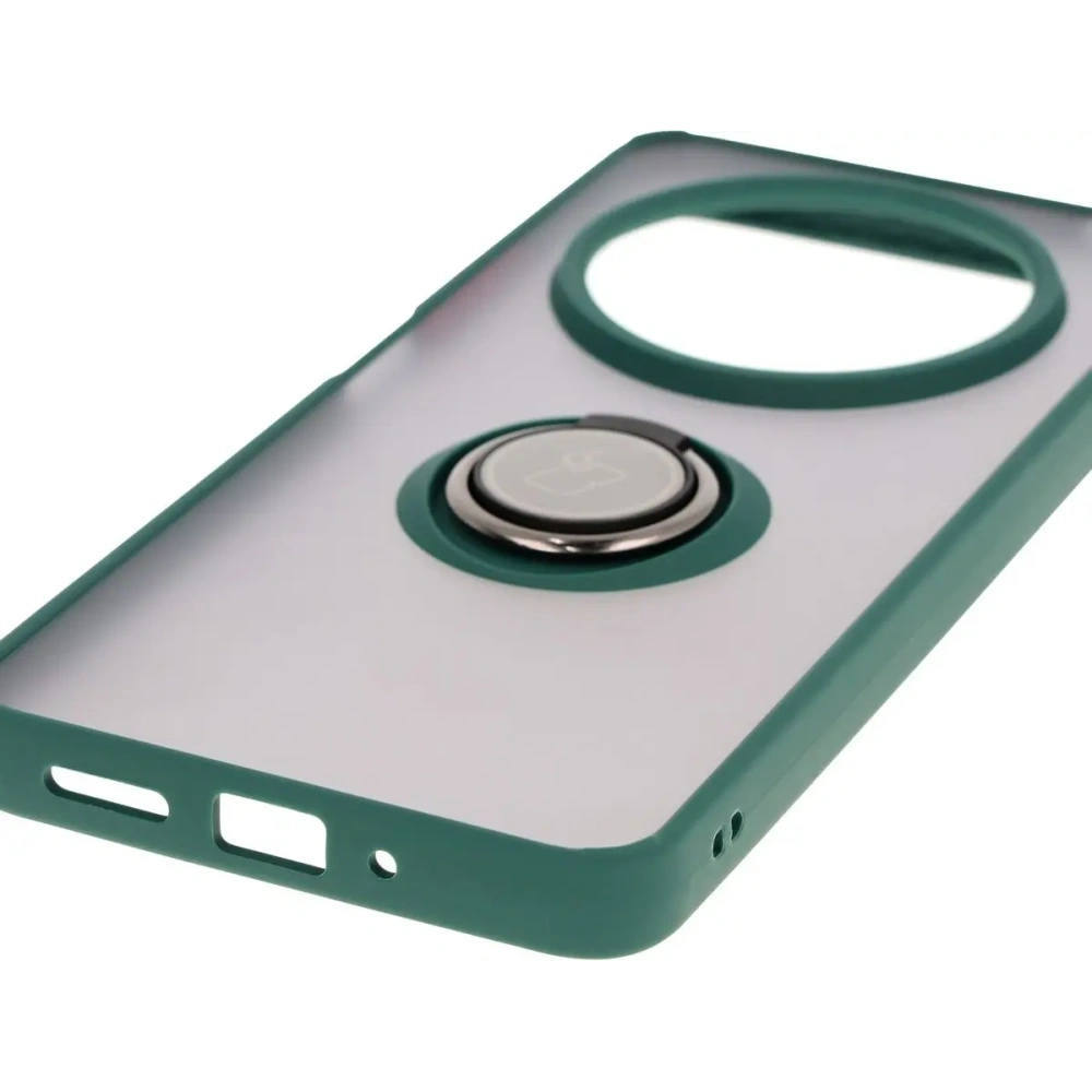 Hurtownia GSM - Bizon Case Hybrid Ring Xiaomi Redmi 14C 4G / POCO C75 rauchig mit einem dunkelgrünen Rahmen - BIZ6941 - {ean13} - Hurt