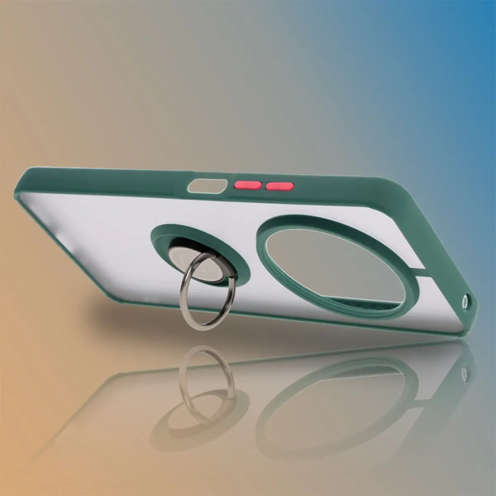 Hurtownia GSM - Bizon Case Hybrid Ring Xiaomi Redmi 14C 4G / POCO C75 fumuriu cu un cadru verde închis - BIZ6941 - {ean13} - Hurt