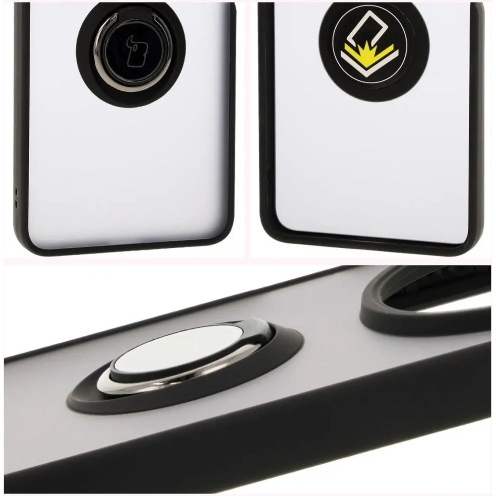 Hurtownia GSM - Bizon Case Hybrid Ring Xiaomi Redmi 14C 4G / POCO C75 fumuriu cu un cadru negru - BIZ6942 - {ean13} - Hurt