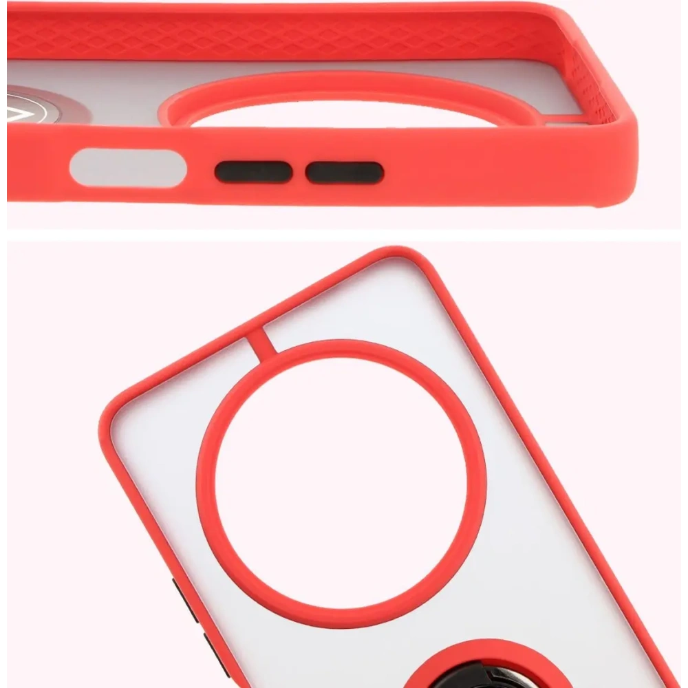 Hurtownia GSM - Bizon Case Hybrid Ring Xiaomi Redmi 14C 4G / POCO C75 rauchig mit rotem Rahmen - BIZ6943 - {ean13} - Hurt