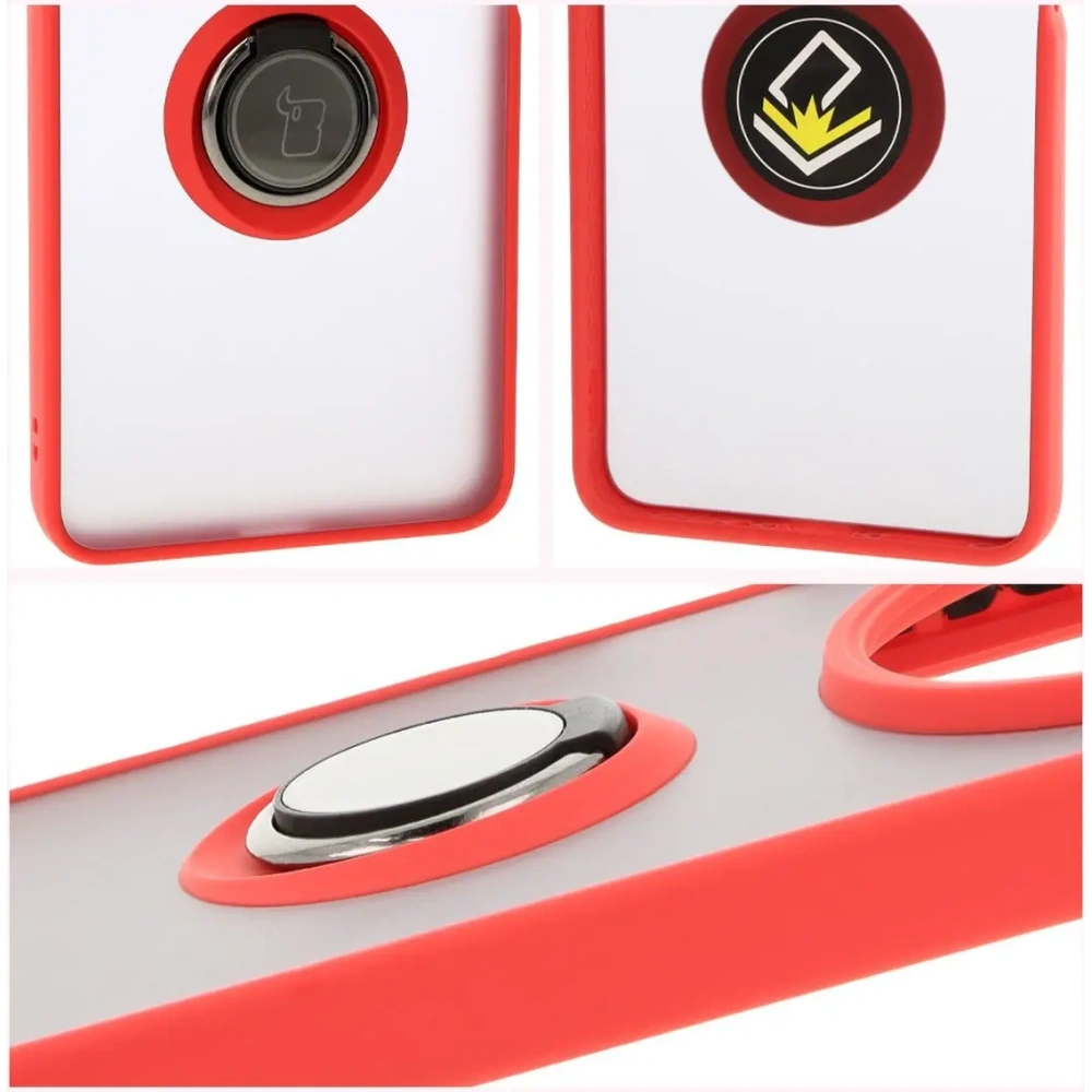 Hurtownia GSM - Bizon Case Hybrid Ring Xiaomi Redmi 14C 4G / POCO C75 rauchig mit rotem Rahmen - BIZ6943 - {ean13} - Hurt
