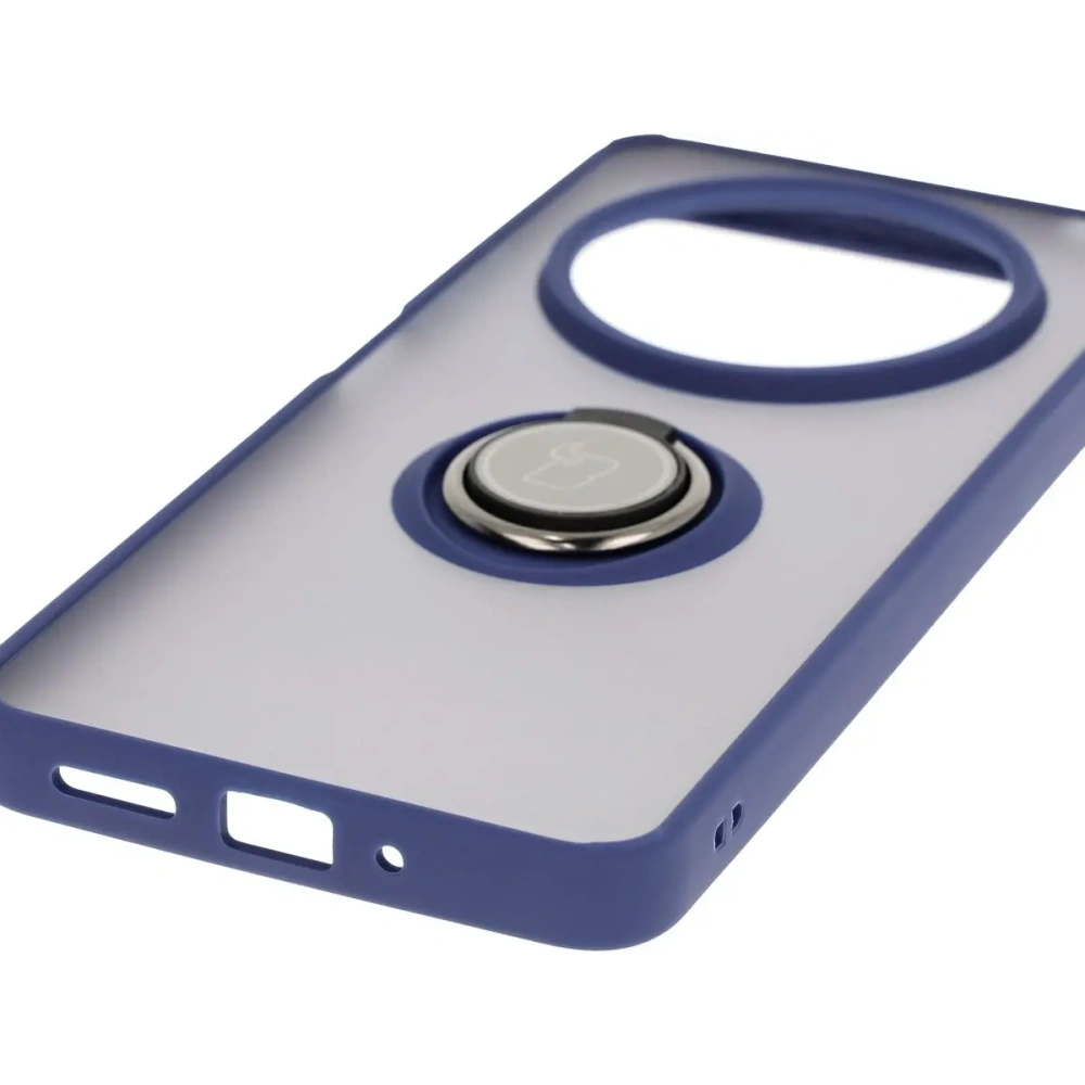 Hurtownia GSM - Etui z uchwytem na palec Bizon Case Hybrid Ring do Xiaomi Redmi 14C 4G / POCO C75 zakouřená s modrým rámem - BIZ6944 - {ean13} - Hurt