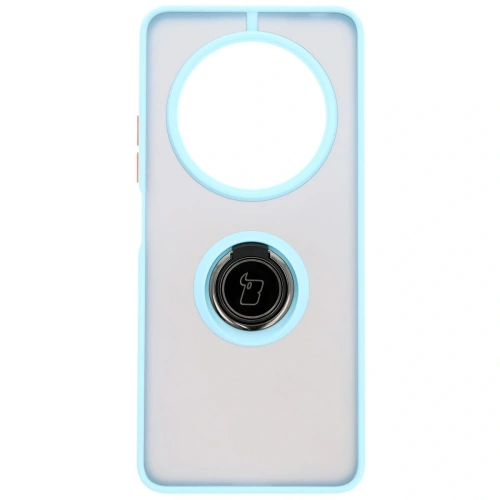 Etui z uchwytem na palec Bizon Case Hybrid Ring do Xiaomi Redmi 14C 4G / POCO C75 przydymione z jasnoniebieską ramką