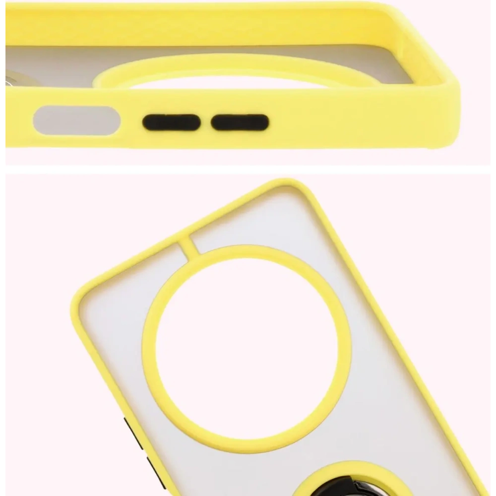 Hurtownia GSM - Etui s úchopem na prst Bizon Case Hybrid Ring pro Xiaomi Redmi 14C 4G / POCO C75 kouřové s žlutým rámečkem - BIZ6946 - {ean13} - Hurt