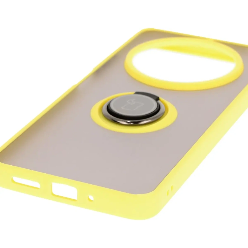 Hurtownia GSM - Etui s úchopem na prst Bizon Case Hybrid Ring pro Xiaomi Redmi 14C 4G / POCO C75 kouřové s žlutým rámečkem - BIZ6946 - {ean13} - Hurt