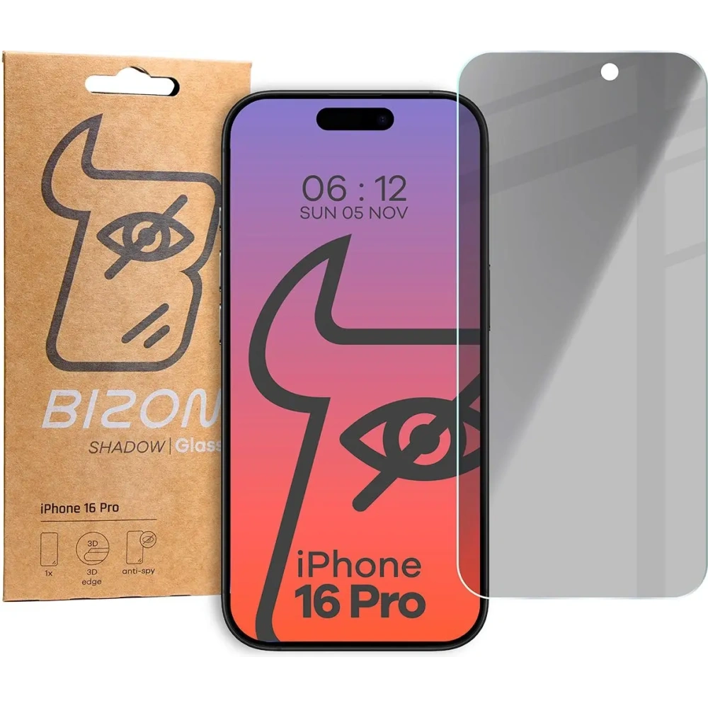 Hurtownia GSM - Prywatyzujące szkło hartowane Bizon Glass Clear Shadow do Apple iPhone 16 Pro przyciemniane - BIZ6947 - {ean13} - Hurt