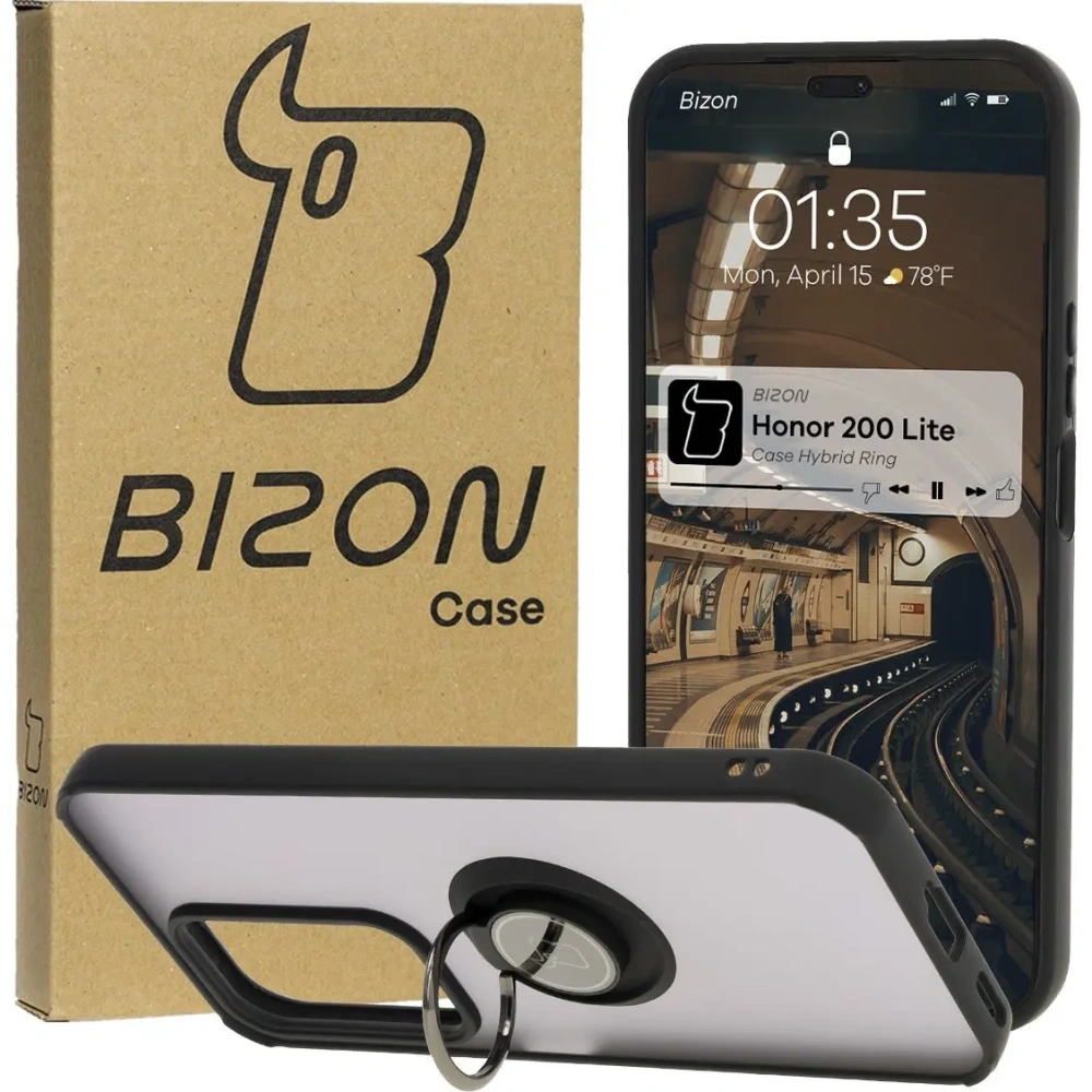 Hurtownia GSM - Bizon Case Hybrid Ring Honor 200 Lite fumuriu cu un cadru negru - BIZ6949 - {ean13} - Hurt