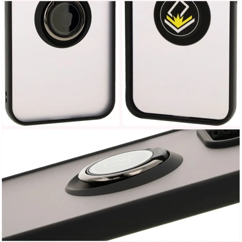 Etui z uchwytem na palec Bizon Case Hybrid Ring do Honor 200 Lite przydymione z czarną ramką