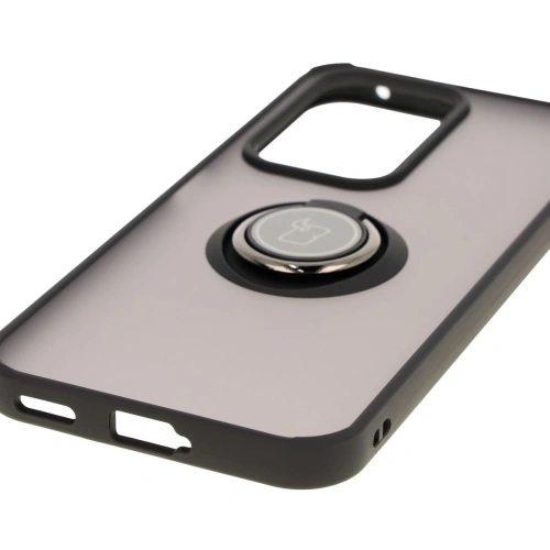 Etui z uchwytem na palec Bizon Case Hybrid Ring do Honor 200 Lite przydymione z czarną ramką