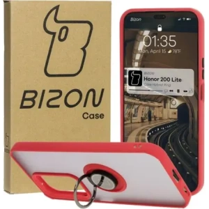 Hurtownia GSM - Pouzdro s úchopem na prst Bizon Case Hybrid Ring pro Honor 200 Lite kouřové s červeným rámem - BIZ6950 - {ean13} - Hurt