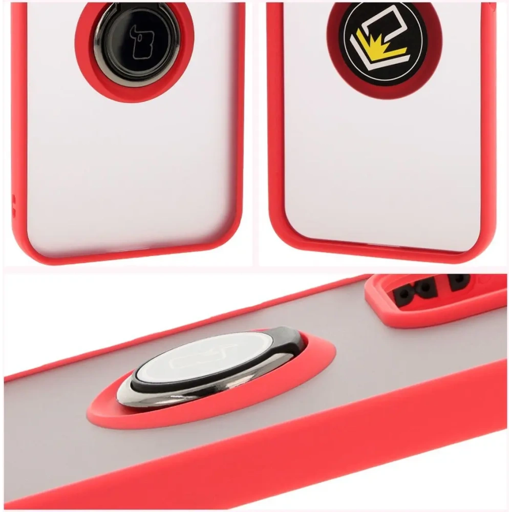 Hurtownia GSM - Etui z uchwytem na palec Bizon Case Hybrid Ring do Honor 200 Lite przydymione z czerwoną ramką - BIZ6950 - {ean13} - Hurt