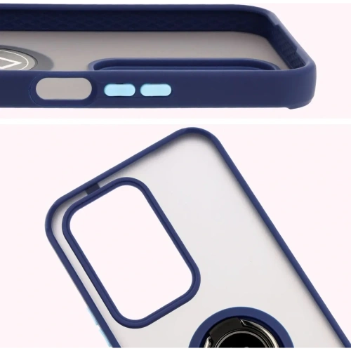 Etui z uchwytem na palec Bizon Case Hybrid Ring do Honor 200 Lite przydymione z granatową ramką