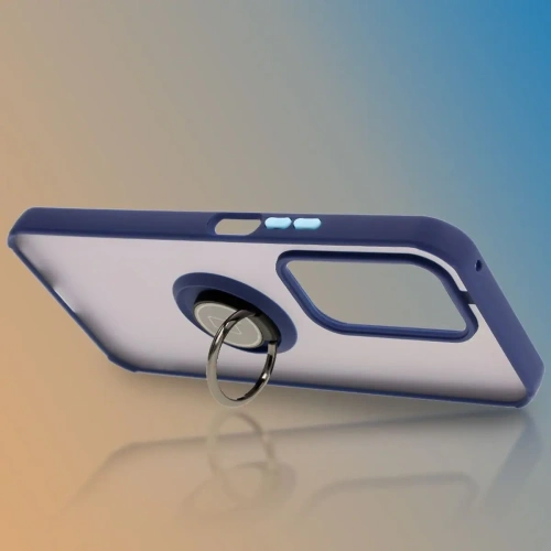 Etui z uchwytem na palec Bizon Case Hybrid Ring do Honor 200 Lite przydymione z granatową ramką