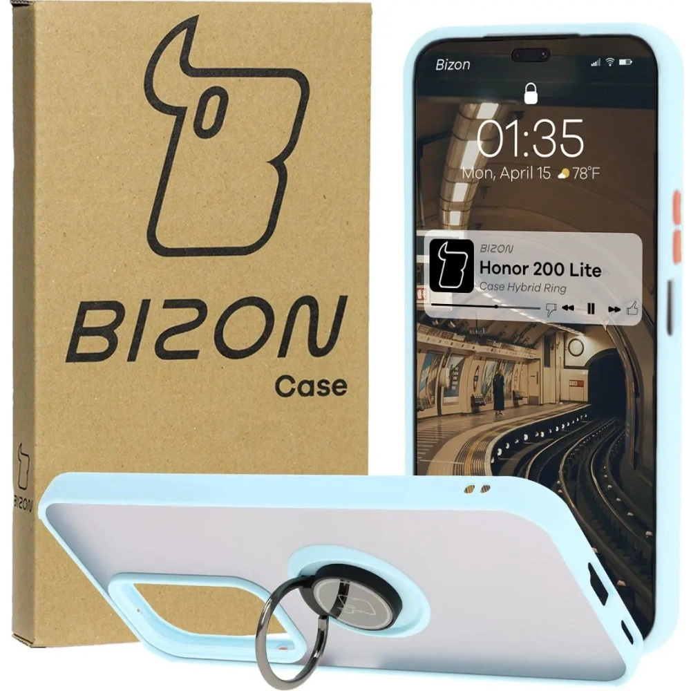 Hurtownia GSM - Bizon Case Hybrid Ring Honor 200 Lite fumuriu cu un cadru albastru deschis - BIZ6952 - {ean13} - Hurt