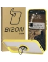 Etui s úchopem na prst Bizon Case Hybrid Ring pro Honor 200 Lite kouřové s žlutým rámečkem