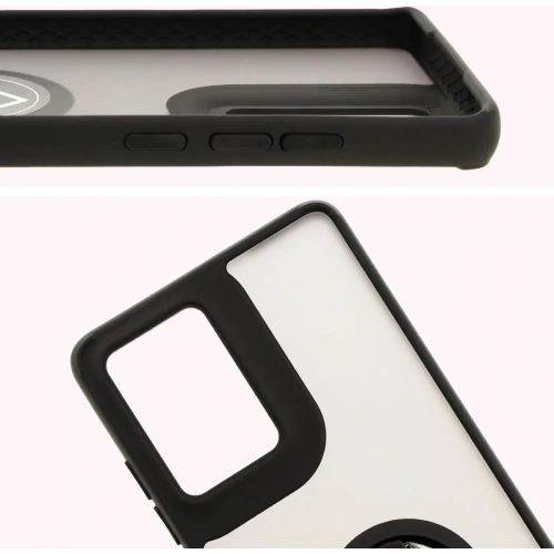 Etui z uchwytem na palec Bizon Case Hybrid Ring do Motorola Moto G85 5G przydymione z czarną ramką