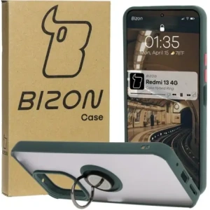 Hurtownia GSM - Bizon Case Hybrid Ring Xiaomi Redmi 13 4G fumos cu un cadru verde închis - BIZ6955 - {ean13} - Hurt