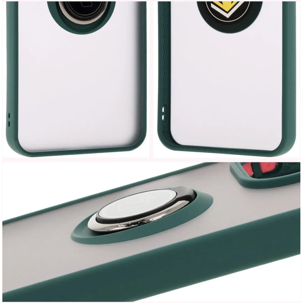 Hurtownia GSM - Etui z uchwytem na palec Bizon Case Hybrid Ring do Xiaomi Redmi 13 4G przydymione z ciemnozieloną ramką - BIZ6955 - {ean13} - Hurt