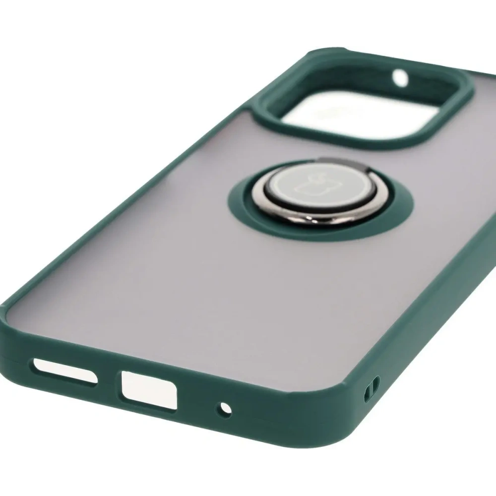 Hurtownia GSM - Etui z uchwytem na palec Bizon Case Hybrid Ring do Xiaomi Redmi 13 4G przydymione z ciemnozieloną ramką - BIZ6955 - {ean13} - Hurt