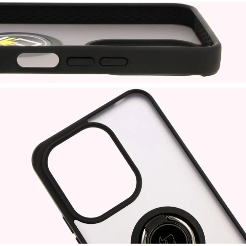 Etui z uchwytem na palec Bizon Case Hybrid Ring do Xiaomi Redmi 13 4G przydymione z czarną ramką