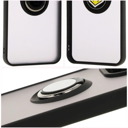 Etui z uchwytem na palec Bizon Case Hybrid Ring do Xiaomi Redmi 13 4G przydymione z czarną ramką