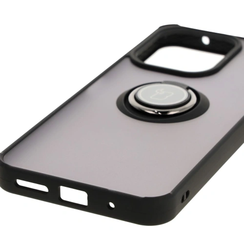 Etui z uchwytem na palec Bizon Case Hybrid Ring do Xiaomi Redmi 13 4G przydymione z czarną ramką