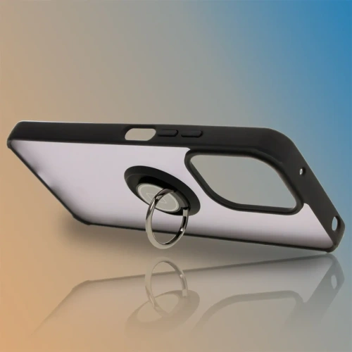 Etui z uchwytem na palec Bizon Case Hybrid Ring do Xiaomi Redmi 13 4G przydymione z czarną ramką