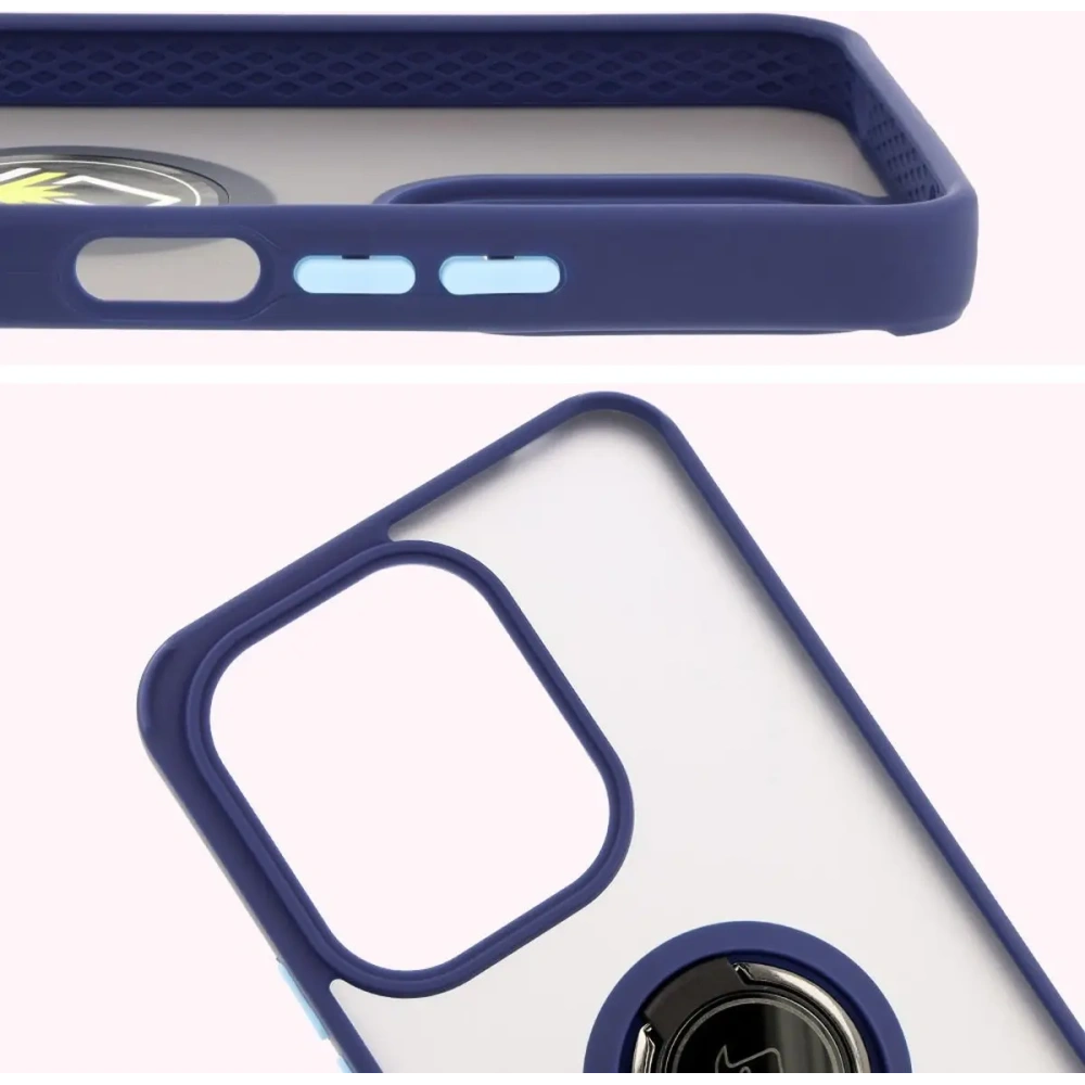 Hurtownia GSM - Etui s úchytem na prst Bizon Case Hybrid Ring pro Xiaomi Redmi 13 4G kouřové s modrým rámečkem - BIZ6958 - {ean13} - Hurt