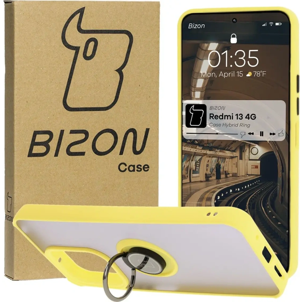 Hurtownia GSM - Bizon Case Hybrid Gyűrű Xiaomi Redmi 13 4G füstös sárga kerettel - BIZ6960 - {ean13} - Hurt