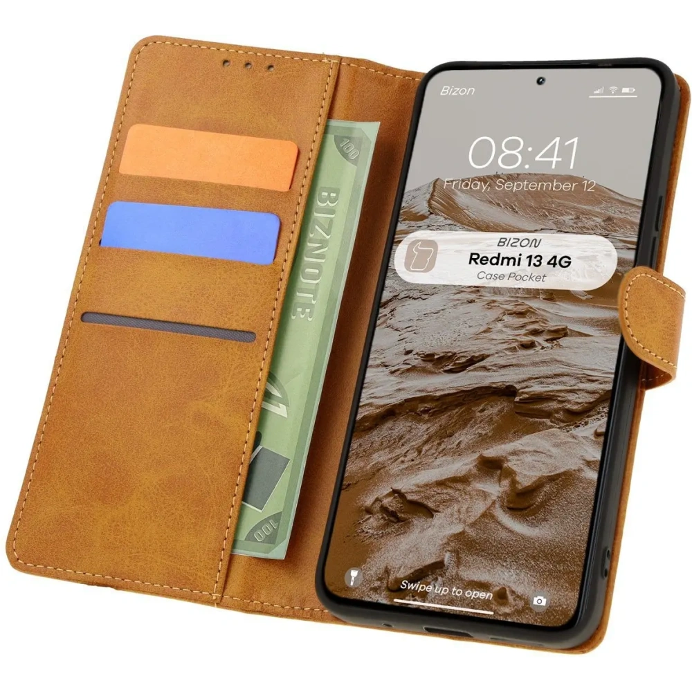 Hurtownia GSM - Bizon tok zseb Xiaomi Redmi 13 4G barna - BIZ6976 - {ean13} - Hurt