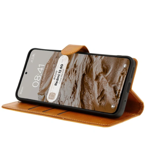 Etui z klapką Bizon Case Pocket do Xiaomi Redmi 13 4G brązowe