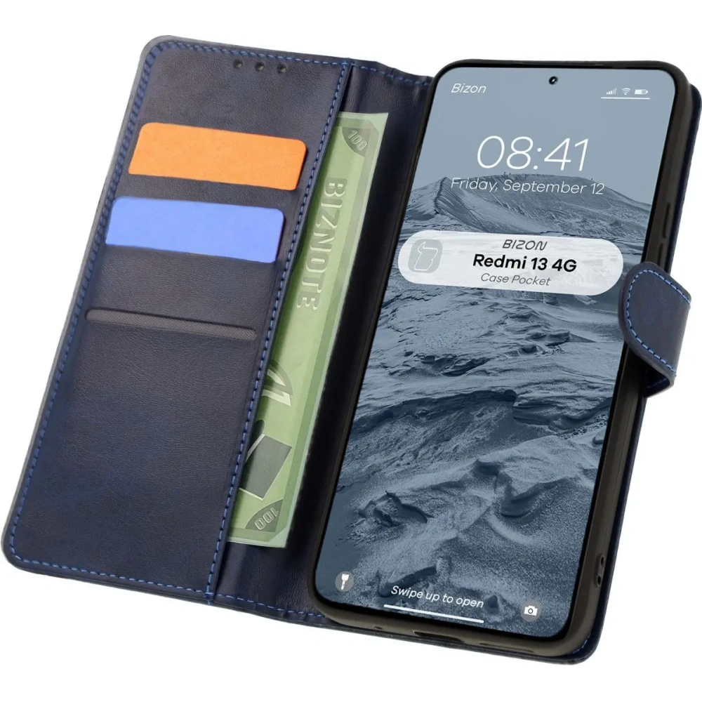 Hurtownia GSM - Bizon tok zsebbe Xiaomi Redmi 13 4G sötétkék - BIZ6978 - {ean13} - Hurt