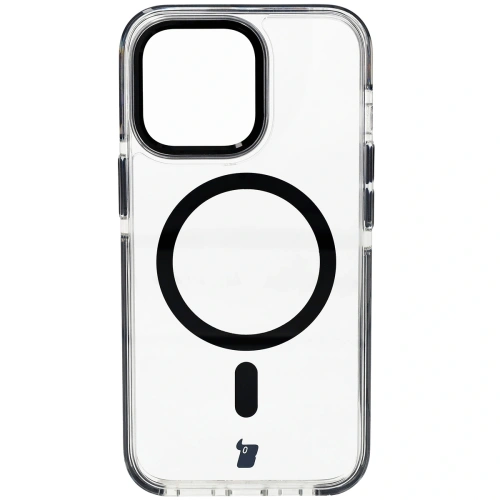 Etui z pierścieniem magnetycznym Bizon Case Marco do Apple iPhone 13 Pro przezroczyste z czarną ramką