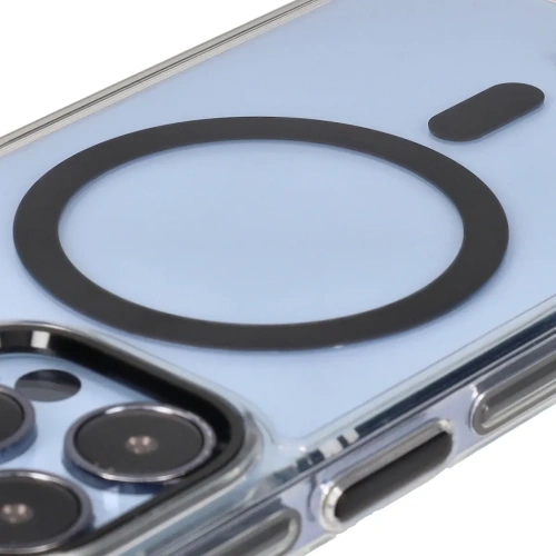 Etui z pierścieniem magnetycznym Bizon Case Marco do Apple iPhone 13 Pro przezroczyste z czarną ramką