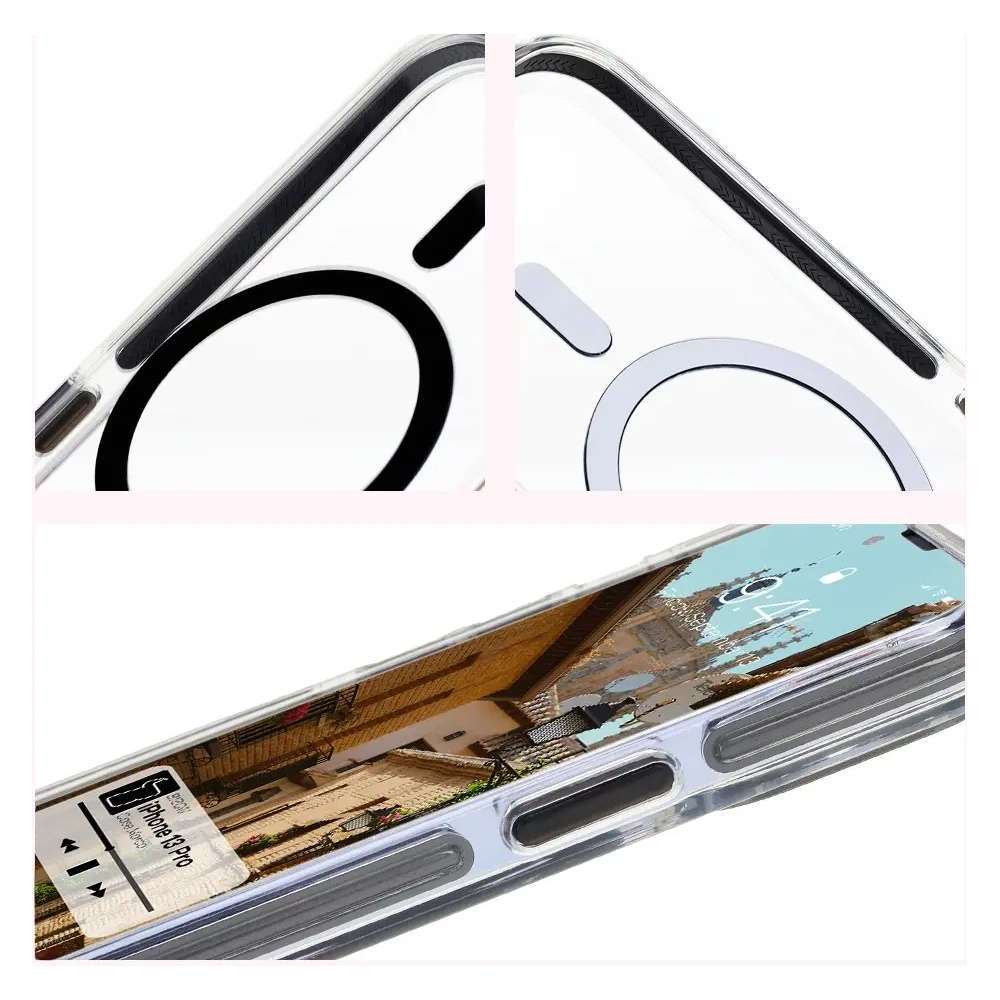 Hurtownia GSM - Etui z pierścieniem magnetickým Bizon Case Marco do Apple iPhone 13 Pro průhledné s černým rámečkem - BIZ6979 - {ean13} - Hurt