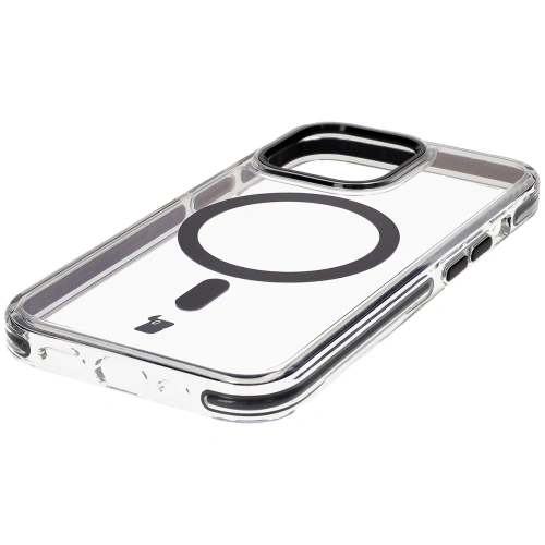 Etui z pierścieniem magnetycznym Bizon Case Marco do Apple iPhone 13 Pro przezroczyste z czarną ramką