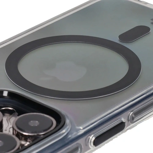 Etui z pierścieniem magnetycznym Bizon Case Marco do Apple iPhone 15 Pro przezroczyste z czarną ramką