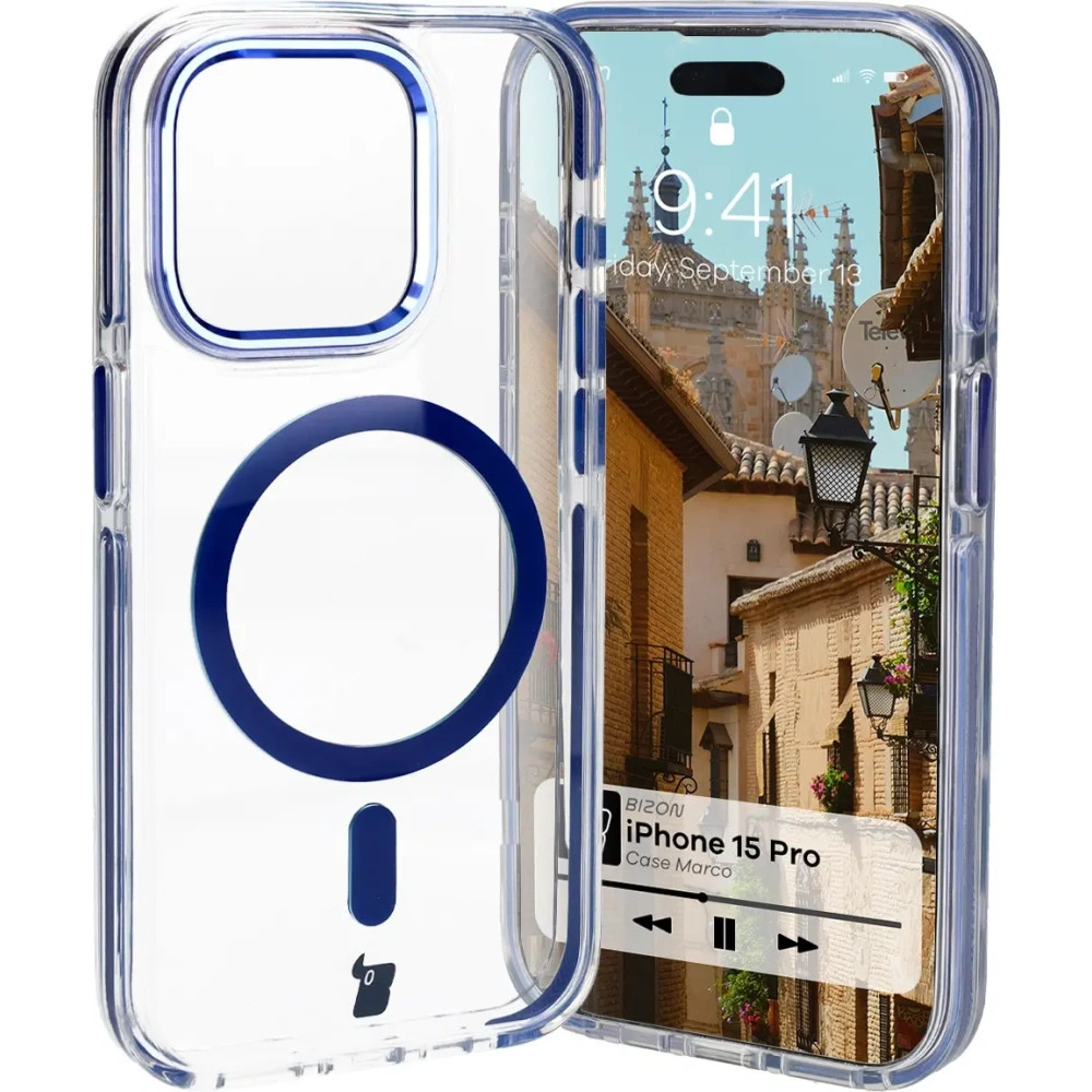 Hurtownia GSM - Bizon Case Marco Apple iPhone 15 Pro átlátszó kék kerettel - BIZ6981 - {ean13} - Hurt