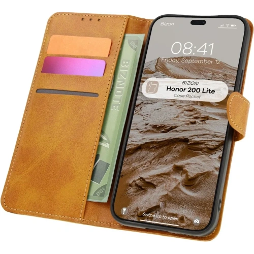 Etui z klapką Bizon Case Pocket do Honor 200 Lite brązowe