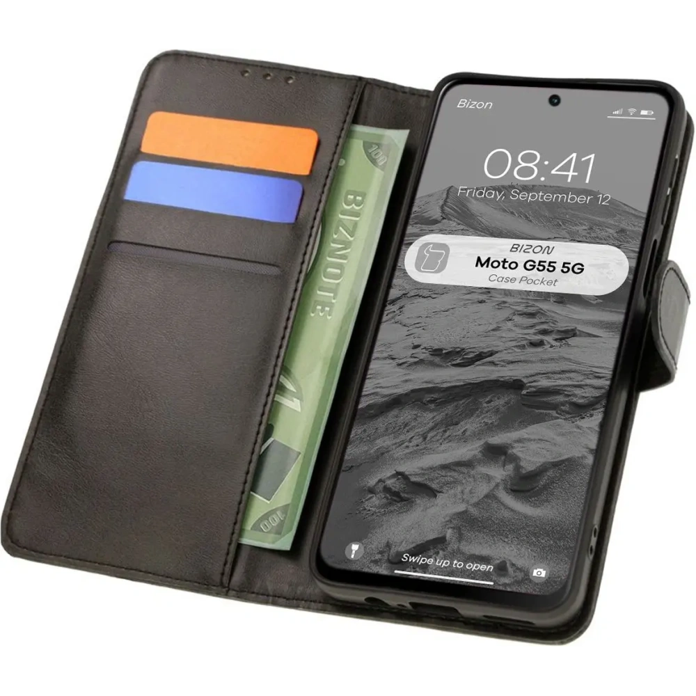 Wholesale Bizon Case Pocket Motorola Moto G55 5G black - BIZ6986 - {ean13} - Hurt