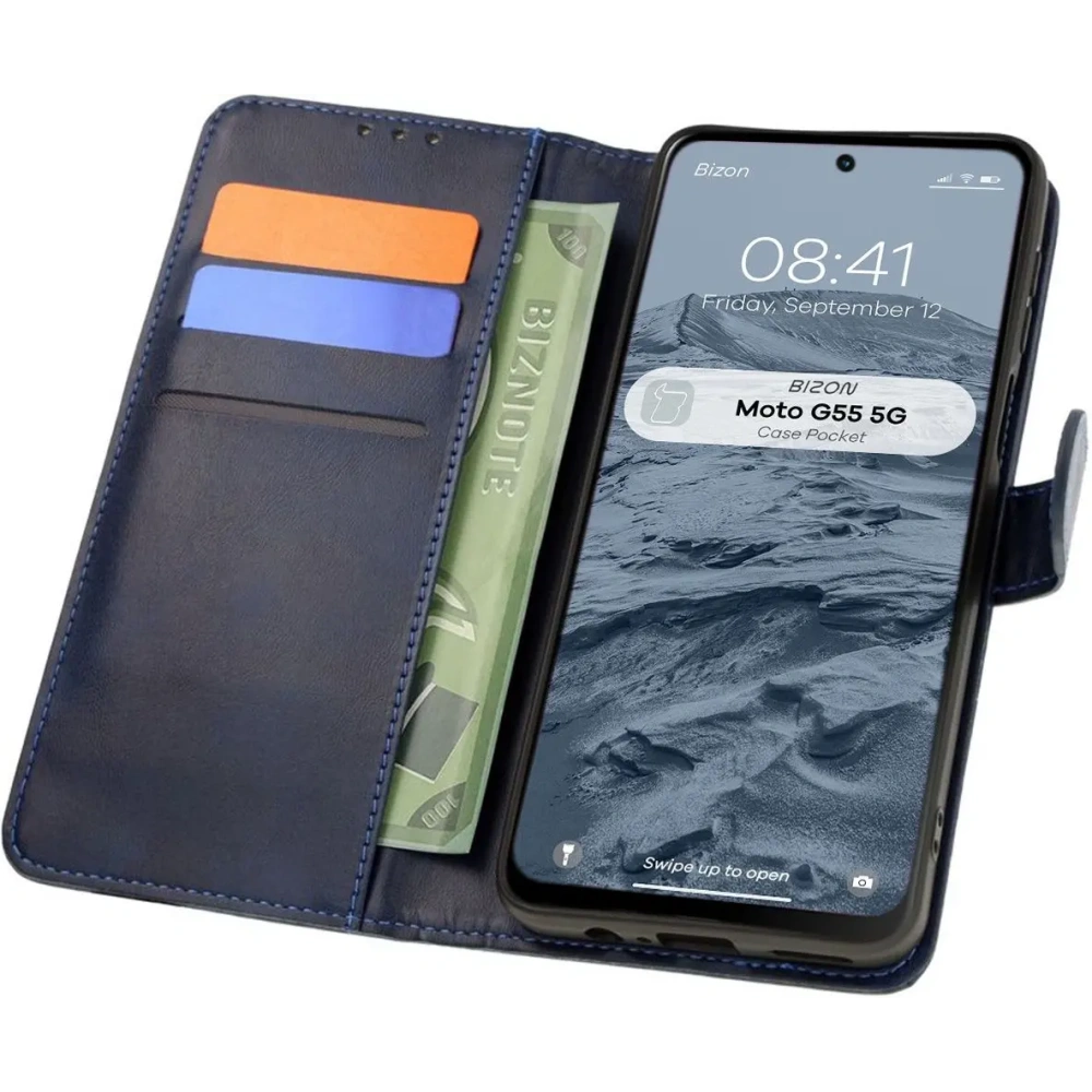 Hurtownia GSM - Etui z klapką Bizon Case Pocket do Motorola Moto G55 5G tmavě modré - BIZ6987 - {ean13} - Hurt