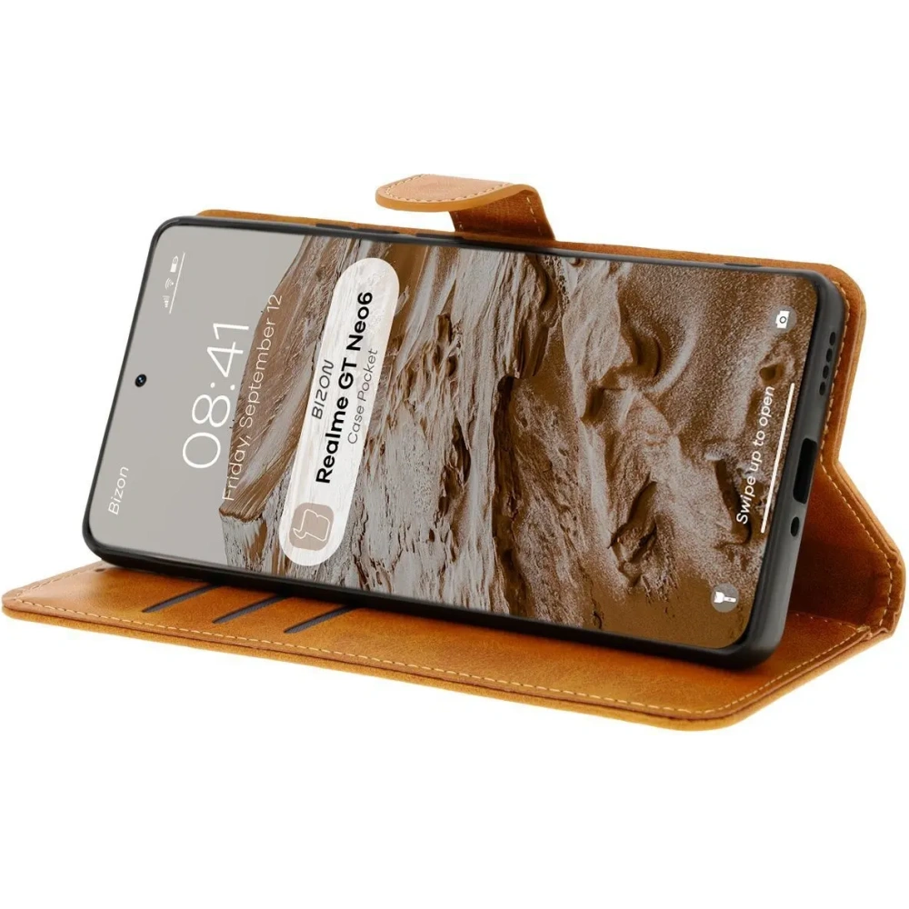 Hurtownia GSM - Etui z klapką Bizon Case Pocket do Realme GT 6 / 6T / Neo 6 / Neo 6 SE brązowe - BIZ6988 - {ean13} - Hurt